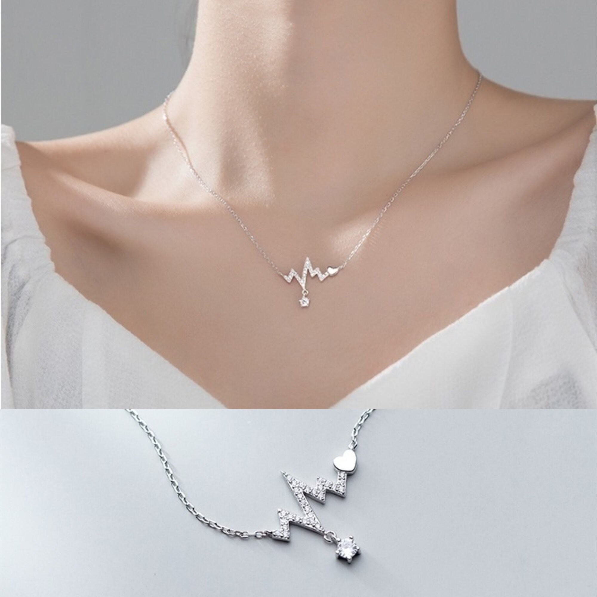 Heartbeat Necklace . ECG Jewelry . 925 Sterling Silver Etsy