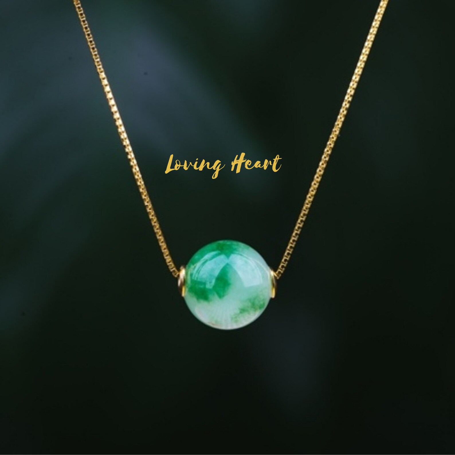 18K Gold Plated Dainty Jade Necklace. Solo Dainty Bead Jade Etsy