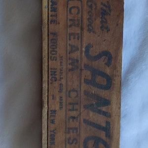 Vintage Sante Cream Cheese Wood Box 3 lbs / Wooden Cheese Box / That Good Sante Cheese Wood Box