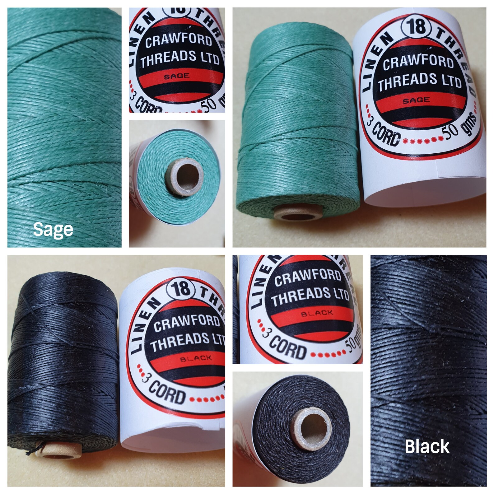 10m Crawford IRISH WAXED LINEN 3PLY Cord Thread Approx 0.4 Etsy UK