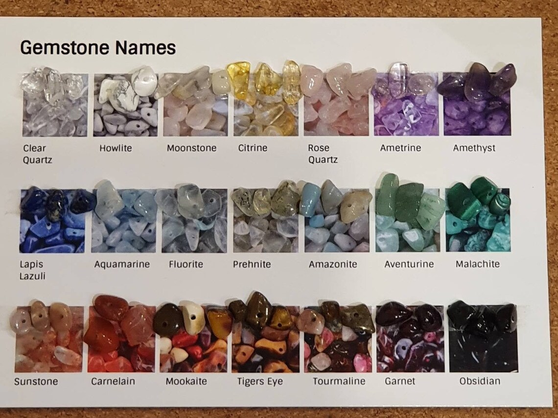 3 Chips of 21 Types of Gemstones Drilled Etsy