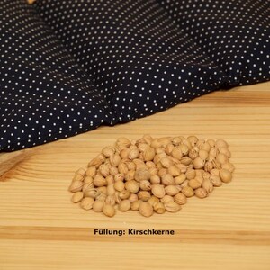 Spelled pillow, cherry stone pillow, grain pillow, heat pillow, dark blue with white dots image 4