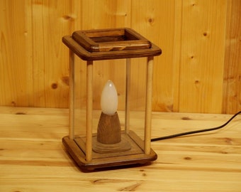 Decorative lamp, brown, lantern, table lamp, wood