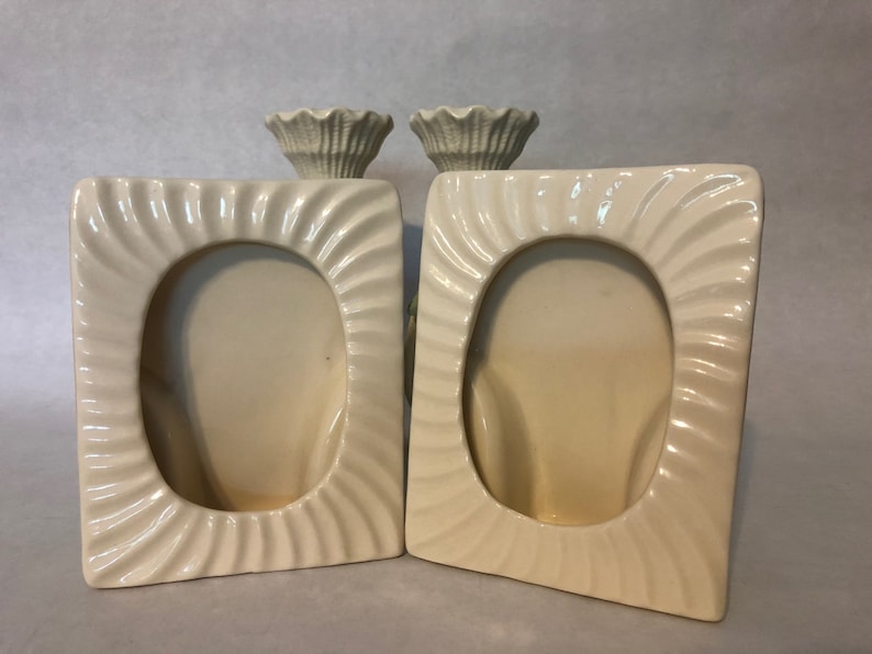 and Picture frames Ceramic Ivory colored; LOT of 4 Bud Vases
