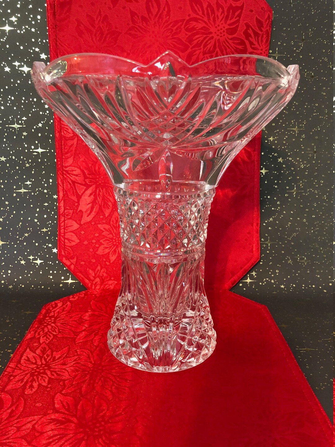 Massive Heavy Shannon Godinger 24 Lead Crystal Trumpet Vase Etsy