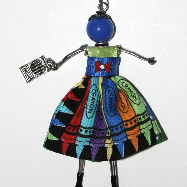 French Doll Pendant Necklace - Crayons - Coloring - Coloring Book - Colors - Feel Like A Kid - U Go Girl Necklace - Sienna