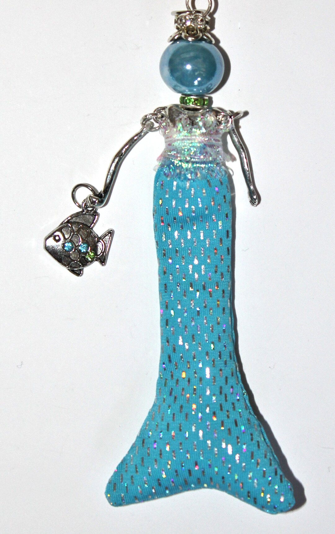 French Doll Pendant Necklace Mermaid Legend Magic Swim Underwater