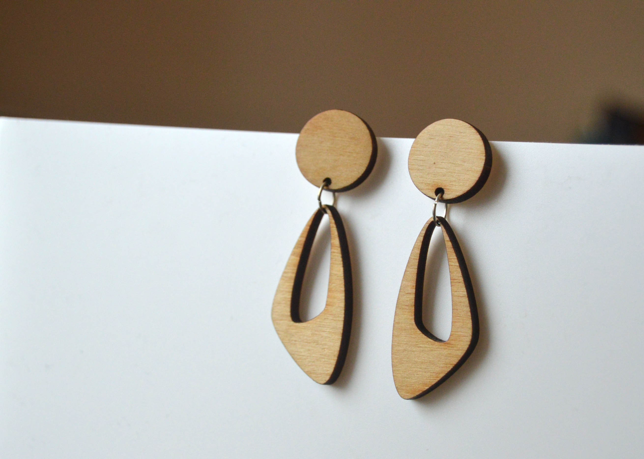 Wooden drop earrings Everyday dangle earrings Wooden Etsy