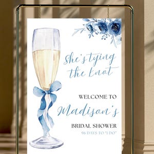 She's Tying The Knot Bridal Shower Welcome Sign Template, Blue Bridal Welcome Sign, Something Blue Shower Sign, Editable, PDA-IBOP
