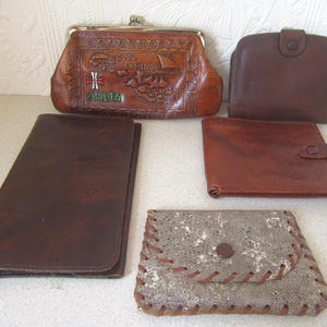 Vintage portemonnees en portemonnees. Keuze uit 5. Malta.  Stijl van slangenleer. Echt leer enz.