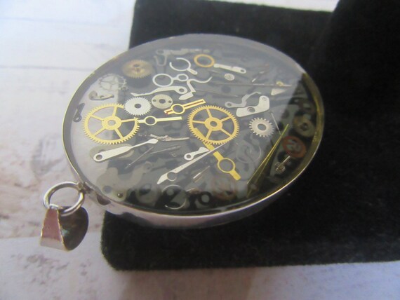 Steampunk oval resin watch parts in a sterling si… - image 8