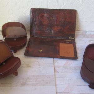 Vintage Wallet and coin purses. Choice of 4. Calf Skin Made in England Large Wallet. 3 x Leather mens coin purses.