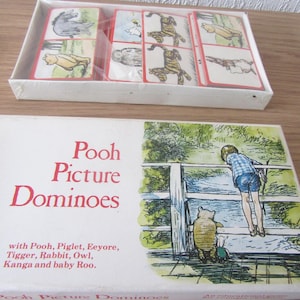 Domino vintage. Domino per bambini con immagine di Winnie the Pooh, mai usati e sigillati. John Adams Toys.