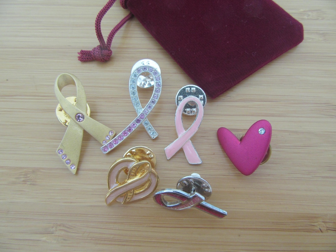 Pin Badges Collection of 6 Breast Cancer Awareness Pins. Avon Gold Tone ...