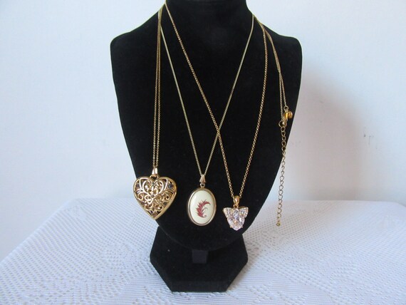 Vintage pendant necklaces. M&S large gold tone he… - image 3