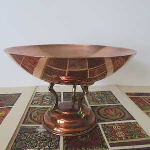 Linton English Copper and brass centre piece bowl. Table decoration fruit bowl. Made in England.
