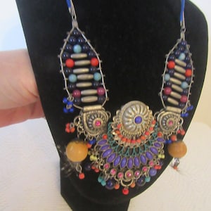 Oaxacan Vintage necklace. Brightly coloured handmade jewellery. Boho/tribal/fancy dress.