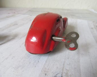 Vintage Schuco 3000 Metal Car With Wheel. Telesteering Red Car