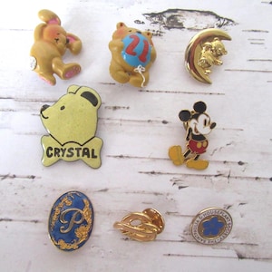 Broches y alfileres surtidos x 8. Oso de esmalte, conejo de resina y oso 21, esmalte P, sociedad de plantas de interior, etc.