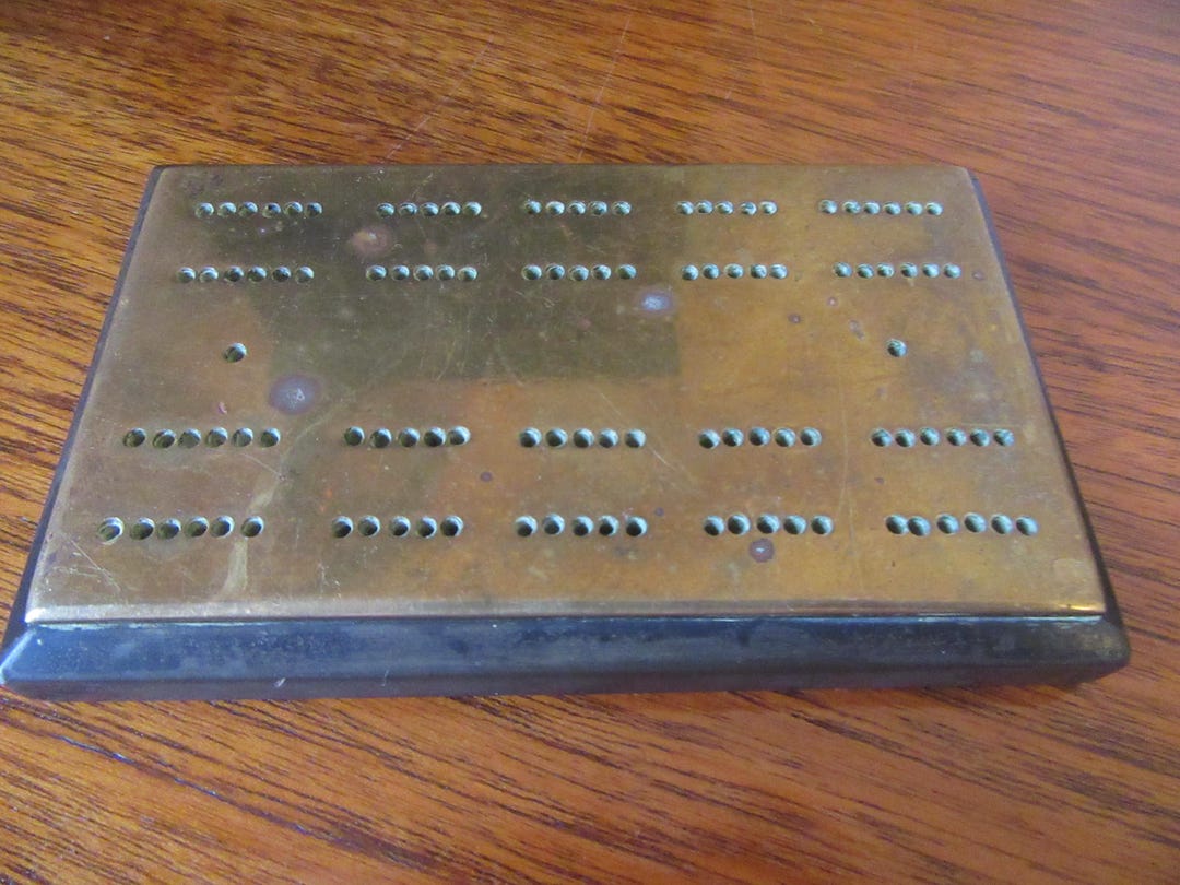 Antique C1900 Cribbage Board Brass and Bakelite-early Plastic. Rare 6 ...