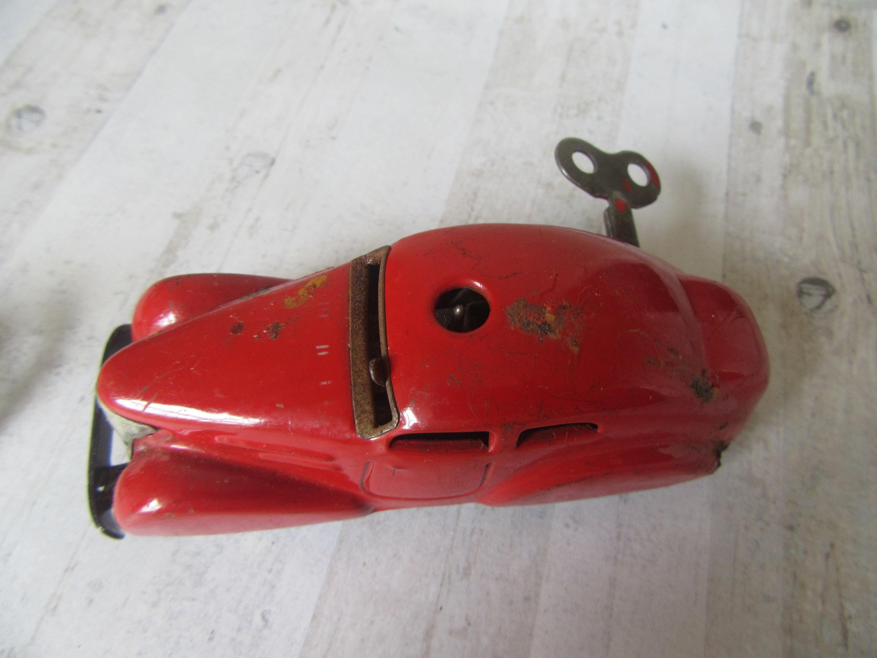 Vintage Schuco 3000 Metal Car With Wheel. Telesteering Red Car
