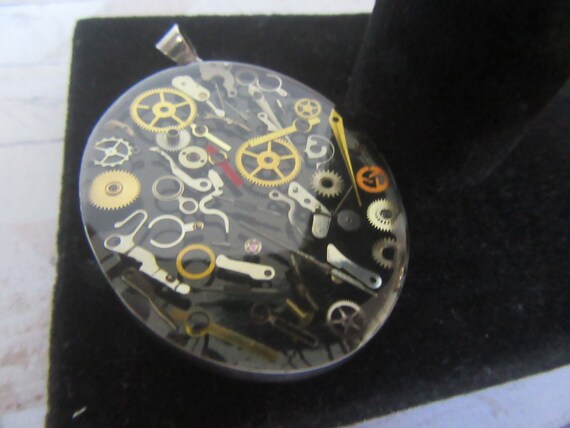 Steampunk oval resin watch parts in a sterling si… - image 6