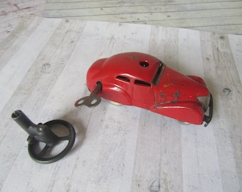 Vintage Schuco 3000 Metal Car With Wheel. Telesteering Red Car