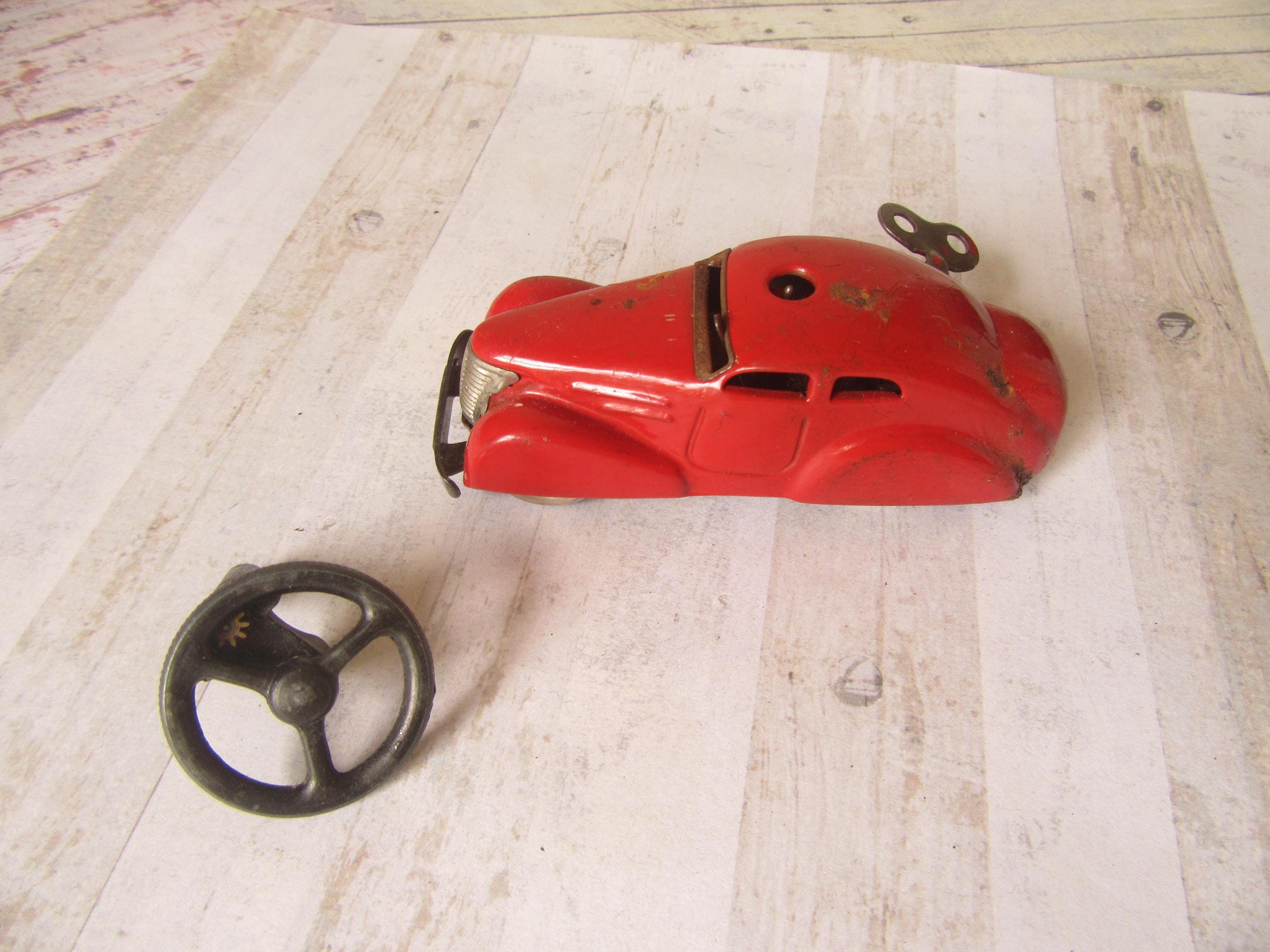 Vintage Schuco 3000 Metal Car With Wheel. Telesteering Red Car