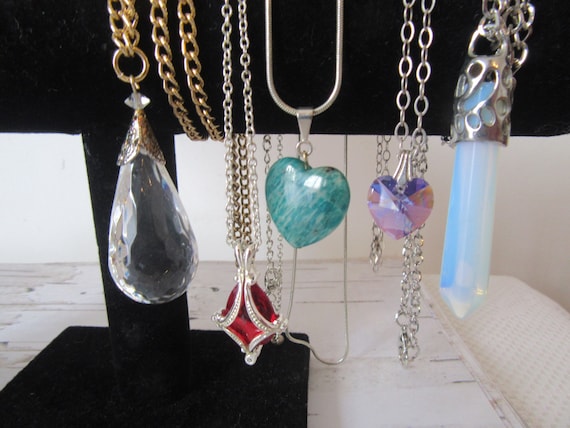 Vintage necklaces choice of 5. Large clear drople… - image 1