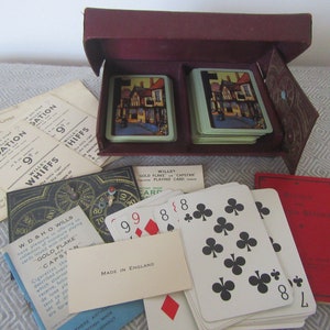 Antikes "Atozed" Waddingtons Lexikon und Bezique/Rubicon W.D&H.O.Wills.Boxed).