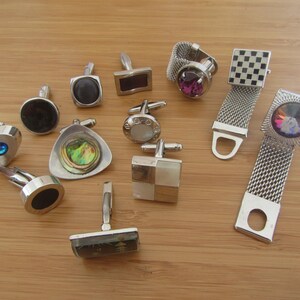 Vintage cufflinks. Odd cufflinks for repurposing. Art craft project parts. 12 assorted.