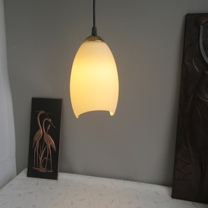 Vintage Opaline glass ceiling pendant light,overhead hanging dining,kitchen diner,.Space Age 1960s home lighting..Egg,space pod shape/design