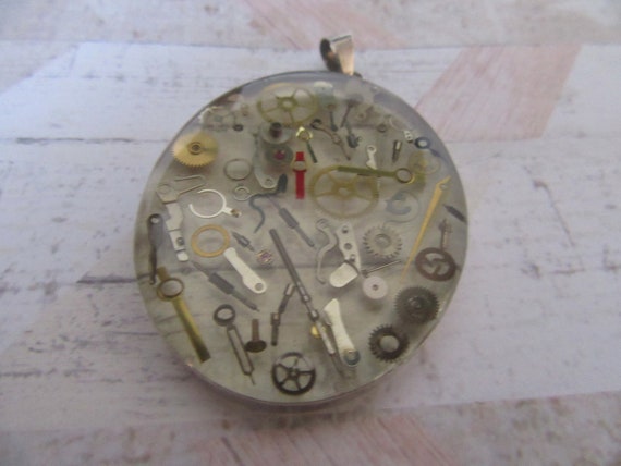 Steampunk oval resin watch parts in a sterling si… - image 4