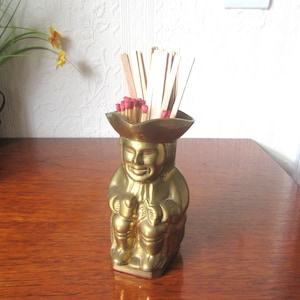 Vintage brass toby jug spills/large matchsticks holder.Home, office decoration, ornament. Fireside decoration.