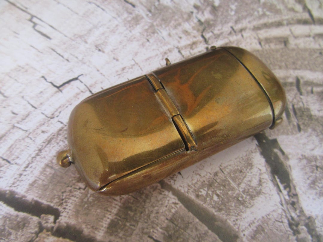 Antique Brass Sovereign Stamp Vesta Case. Combination Match Holder ...