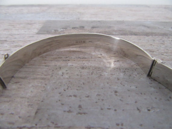 Solid Silver bangle, bracelet. Etched to one half… - image 5