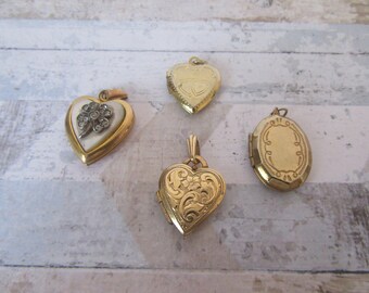 Choice of 4 lockets. 1 gold filled heart.   1 x oval gold tone.  2 x gold tone heart.