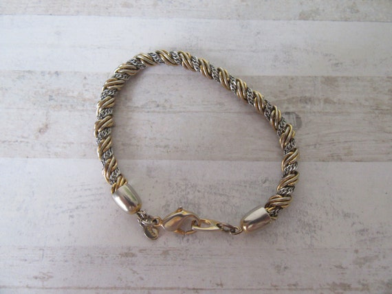 Vintage Monet bracelet. Gold/silver tone twisted … - image 6