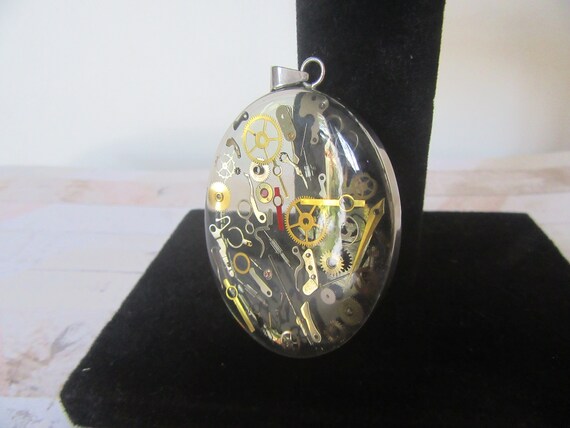 Steampunk oval resin watch parts in a sterling si… - image 3