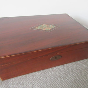 Vintage keepsake, treasure chest wooden box,inlaid style.