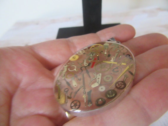 Steampunk oval resin watch parts in a sterling si… - image 7