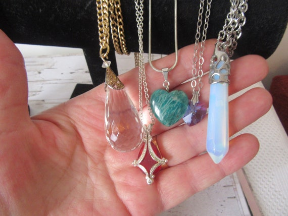 Vintage necklaces choice of 5. Large clear drople… - image 4