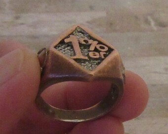 1% ER  Copper skull biker ring.