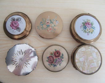 Vintage compacts x 6 Stratton. Kigu. MOP  Petit Point enz. Gemaakt in Engeland/Groot-Brittannië. REPARATIE-HERGEBRUIK.