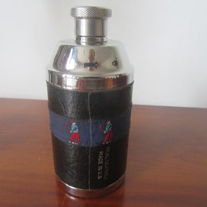 Golfers hip flask.Real leather case,stainless steel flask. Made in the U.K