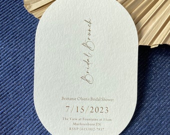 Gold Foil Bridal Shower Save The Date Card: Double Arch Modern Design