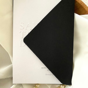 Emboss Save the Date Card, Printed Minimalist Letterpress Wedding Invitation, Blind Embossed Modern Invite image 6