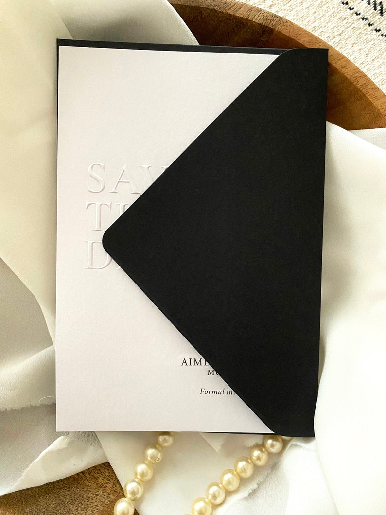 Emboss Save the Date Card, Printed Minimalist Letterpress Wedding Invitation, Blind Embossed Modern Invite image 6
