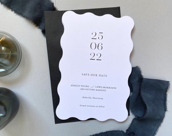 Wavy Save The Date Card: Minimalist Wedding Invitation