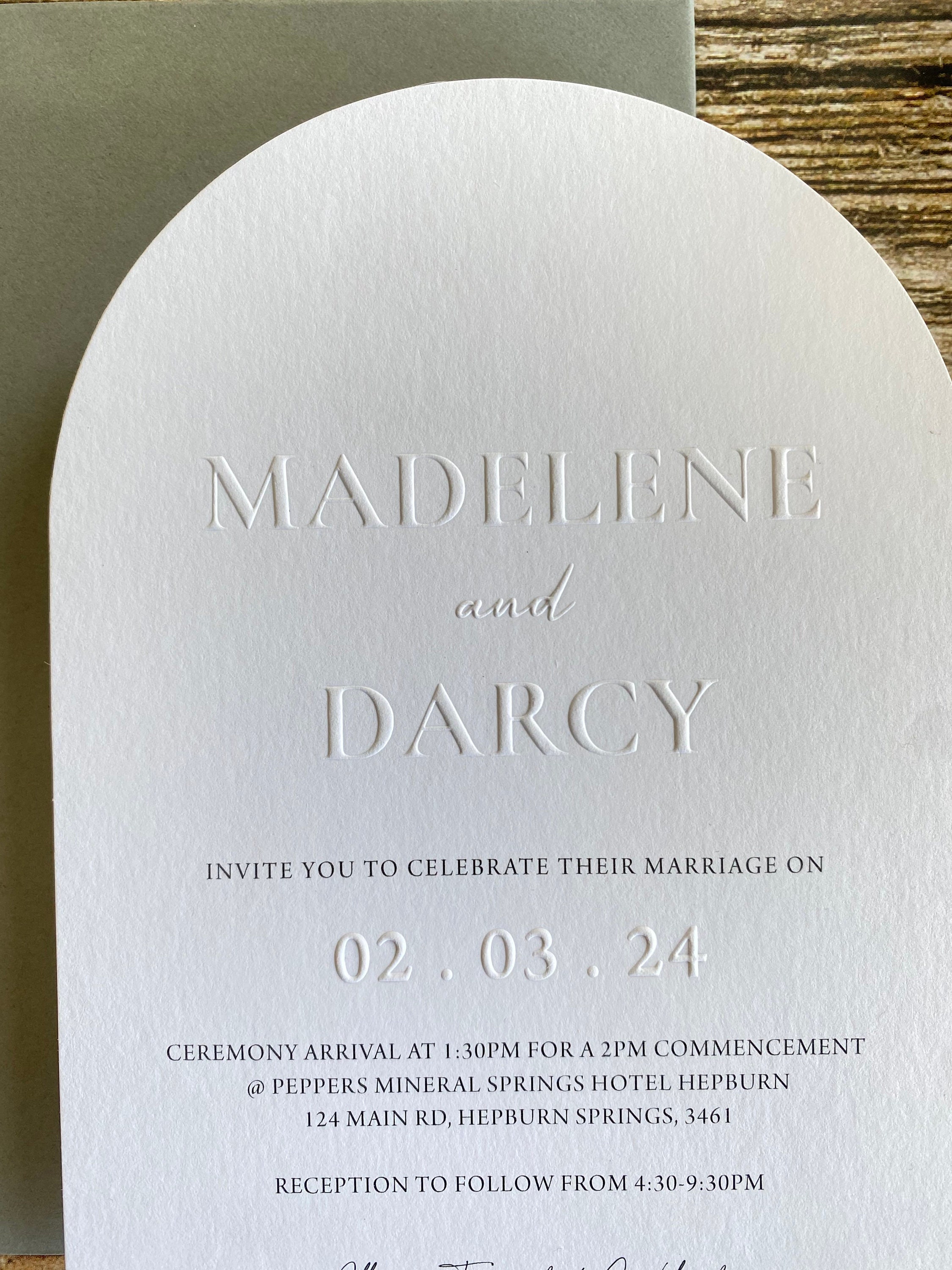 Arch Emboss Wedding Invitation, Embossed Rsvp Card With QR Code - Etsy